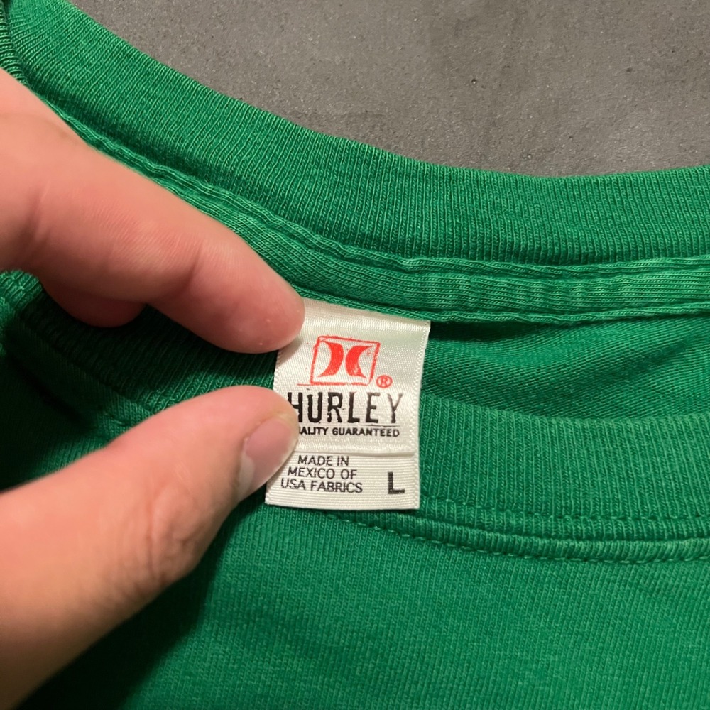 VTG Y2K Hurley International T-Shirt Mens Large Green Graphic Short Sleeve - Picture 3 of 11